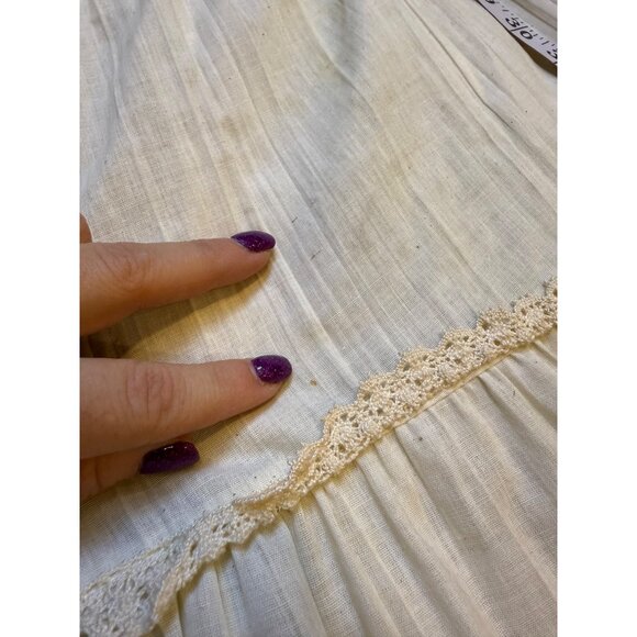Vintage 70s Ivory Boho Praire Cottagecore Tiered Maxi Dress Crochet Bell Sleeves - Picture 16 of 16